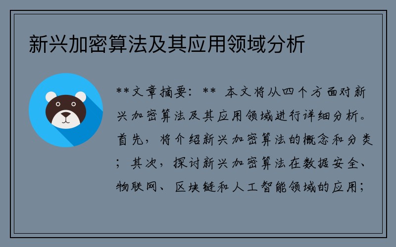 新兴加密算法及其应用领域分析